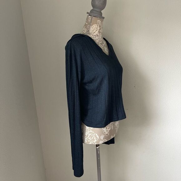 Athleta Harmony Pose Hoodie Sweatshirt in Dark Sardinia Blue Heather - Picture 10 of 12
